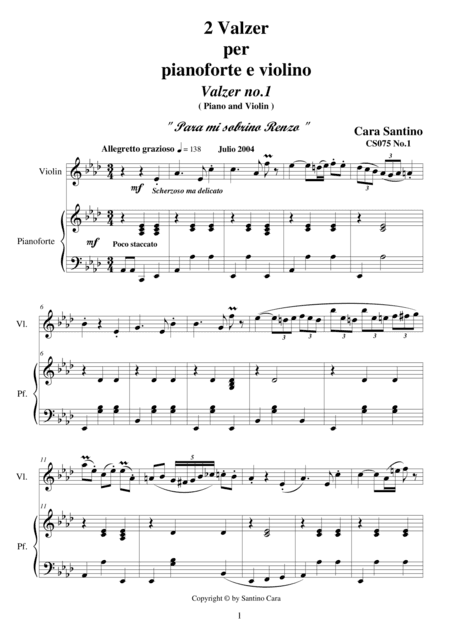 2 Waltzes for Violin and Piano
