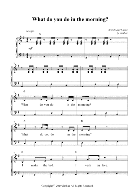What do you do in the morning? (Nursery Rhymes for Easy Piano)