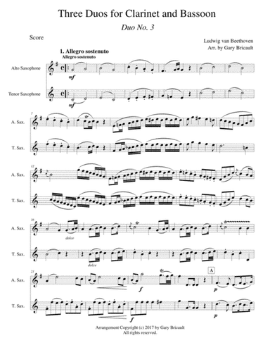 Three Duos for Clarinet and Bassoon - Duos No. 3 (arr. Gary Bricault)