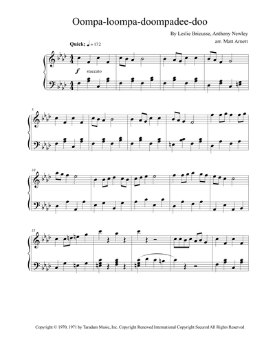 Oompa-loompa-doompadee-doo (arr. Matt Arnett)