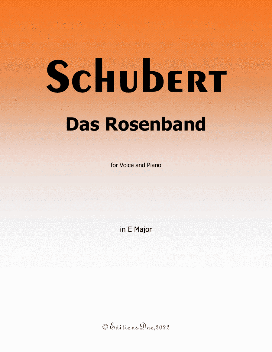 Das Rosenband, by Schubert, in E Major (arr. Editions Dao)