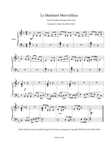 Le Batiment Mervielleux (arr. Emily-Jane Hills Orford)