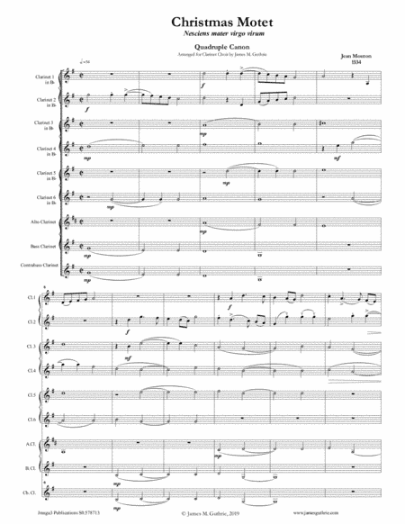 Mouton: Christmas Motet for Clarinet Choir (arr. James M. Guthrie)