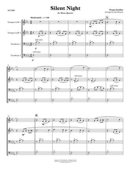 Silent Night for Brass Quartet (arr. Jim Hopson)