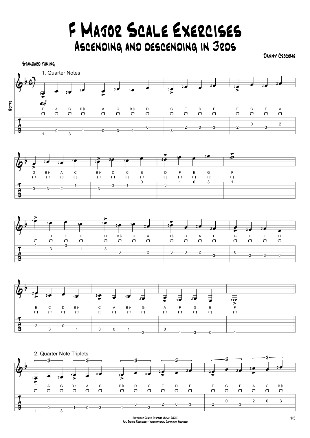 F Major Scale Exercises - Ascending and Descending in 3rds