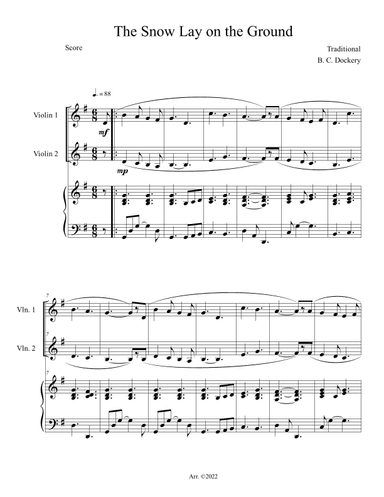 The Snow Lay on the Ground (Violin Duet with Piano Accompaniment) (arr. B. C. Dockery)