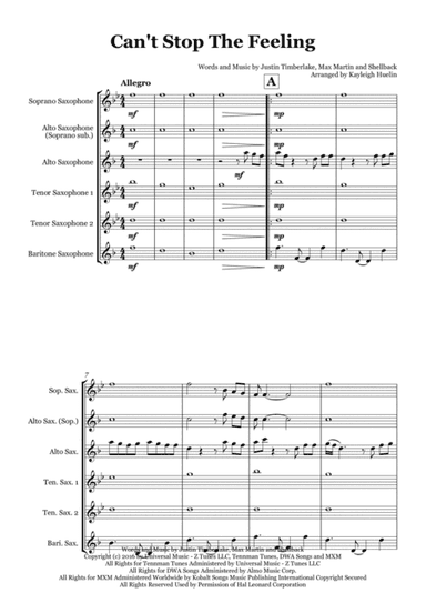Can't Stop The Feeling! (arr. Kayleigh Huelin)