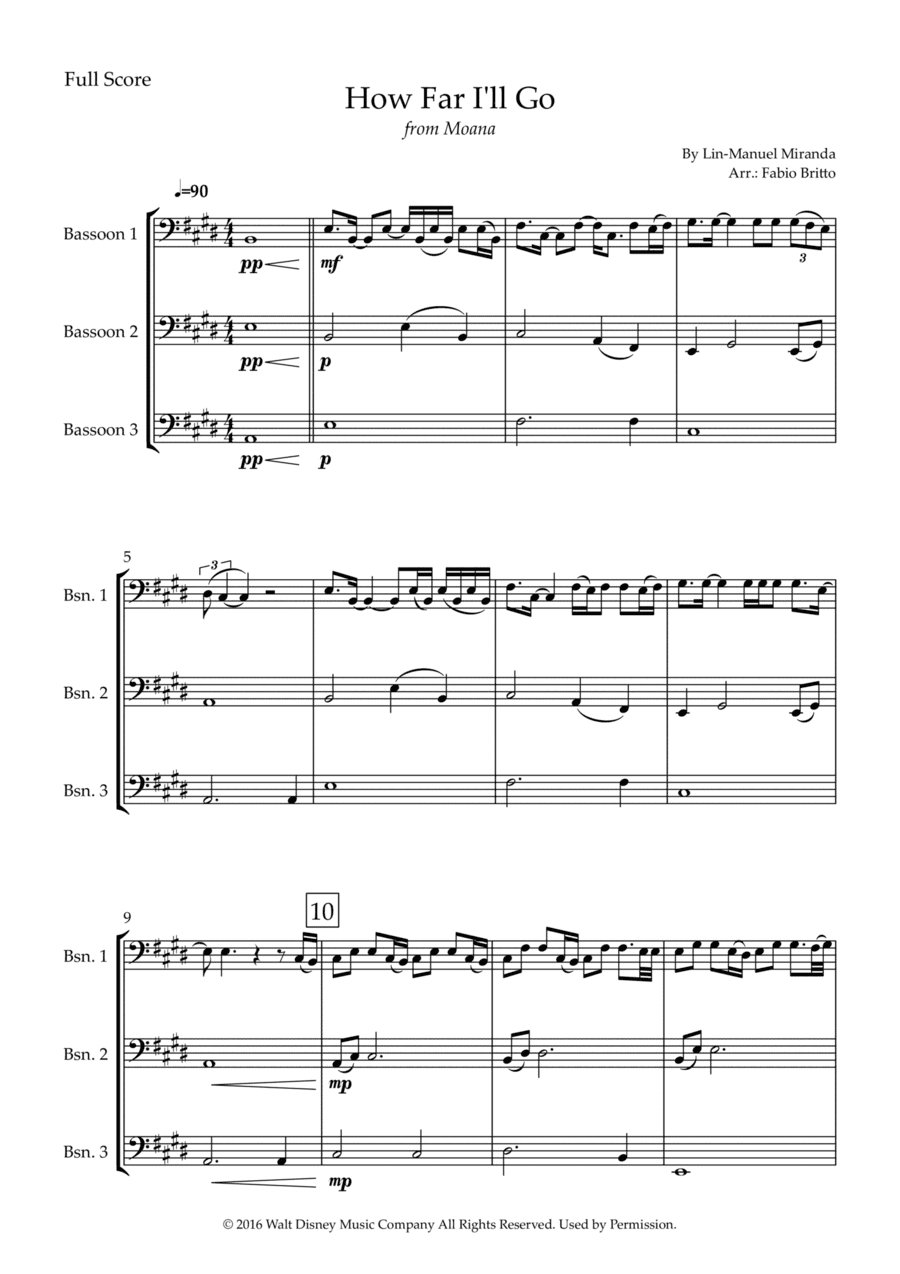 How Far I'll Go (arr. Fabio Britto)