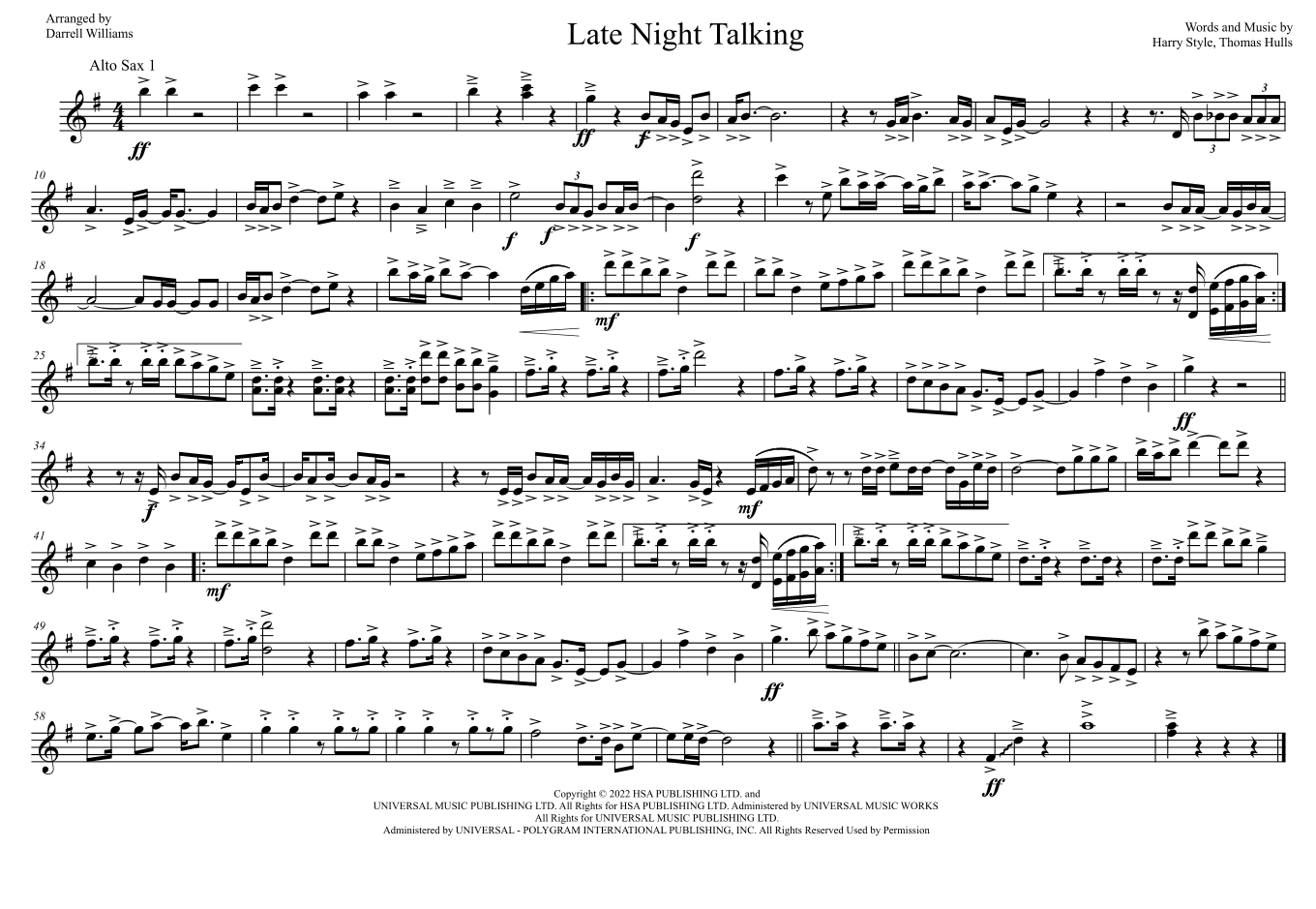 Late Night Talking (arr. Darrell D Williams)