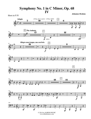 Brahms Symphony No. 1, Movement IV - Horn in F 4 (Transposed Part), Op. 68 (arr. Doug Clyde)
