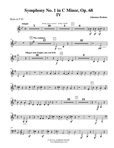 Brahms Symphony No. 1, Movement IV - Horn in F 4 (Transposed Part), Op. 68 (arr. Doug Clyde)
