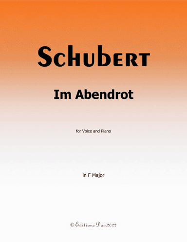 Im Abendrot, by Schubert, in F Major (arr. Editions Dao)