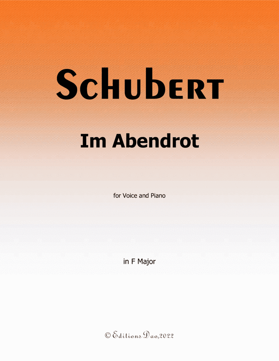 Im Abendrot, by Schubert, in F Major (arr. Editions Dao)
