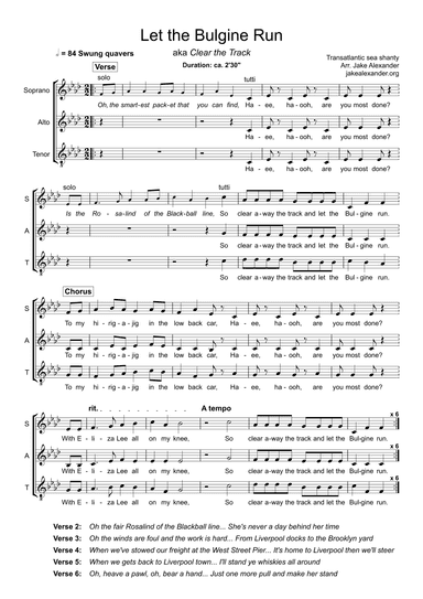 Let the Bulgine Run - SAT a cappella (arr. Jake Alexander)