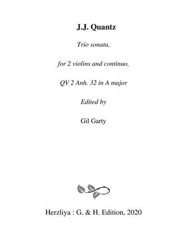 Trio sonata QV 2 Anh. 32 for 2 violins and continuo in A major (arr. Gil Garty)