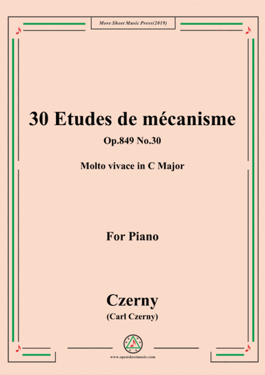 Czerny-30 Etudes de mécanisme,Op.849 No.30,Molto vivace in C Major,for Piano (arr. MSM)