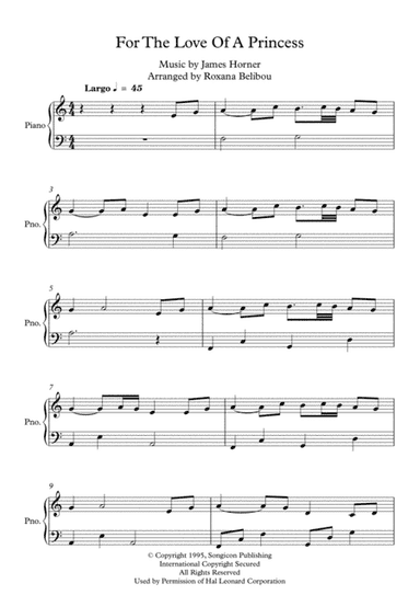 For The Love Of A Princess  from the Twentieth Century Fox Motion Picture BRAVEHEART (arr. Roxana Belibou)