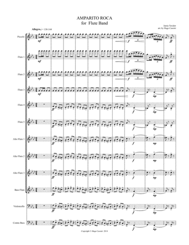 Amparito Roca for Flute Band (Flute Choir) by J. Texidor (arr. Hugo Cassini)
