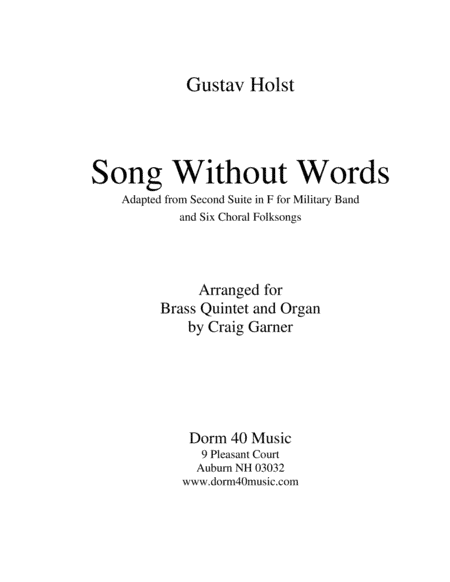 Song Without Words   (for Brass Quintet and Organ) (arr. Craig Garner)