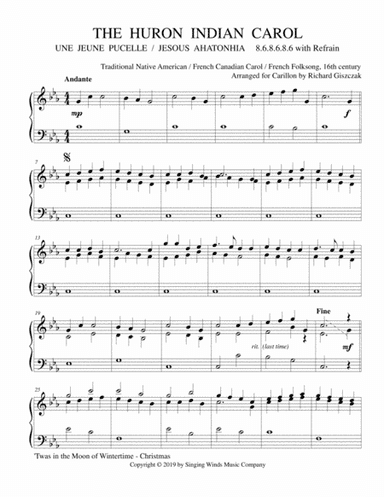 The Huron Indian Carol (UNE JEUNE PUCELLE) (arr. Richard Giszczak)