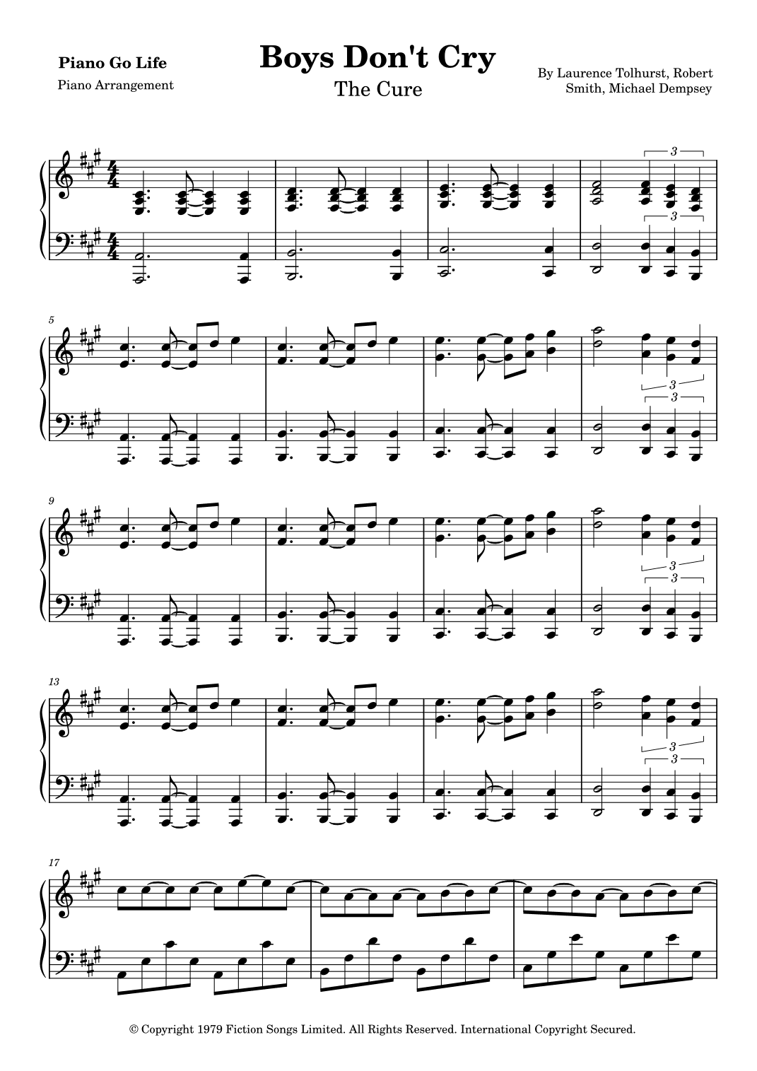 Boys Don't Cry (arr. Piano Go Life)