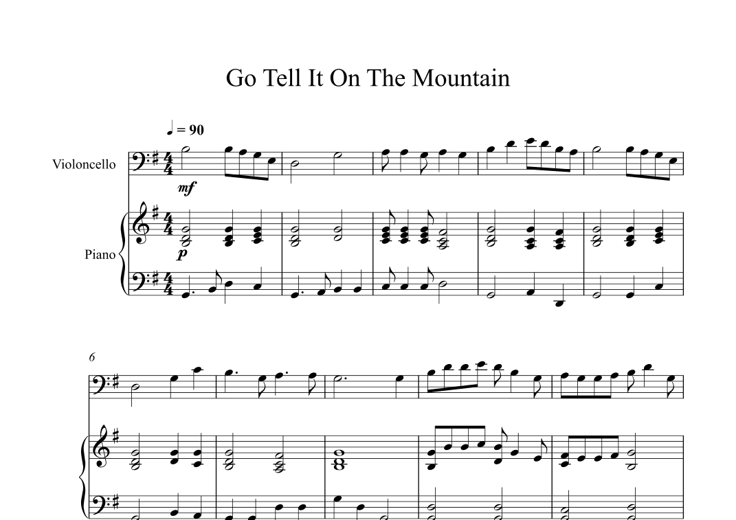 Go Tell It On The Mountain (Cello + Piano) (arr. Digital Book Music)