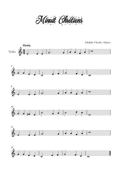 Minuit, Chrétiens (for Violin) (arr. Cadenza Editions)