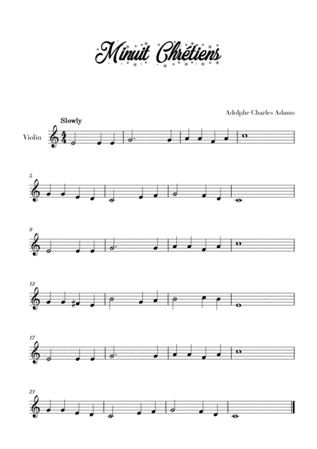 Minuit, Chrétiens (for Violin) (arr. Cadenza Editions)