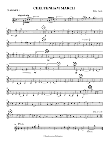 CHELTENHAM MARCH (concert band - medium easy - score, parts, and license to photocopy)
