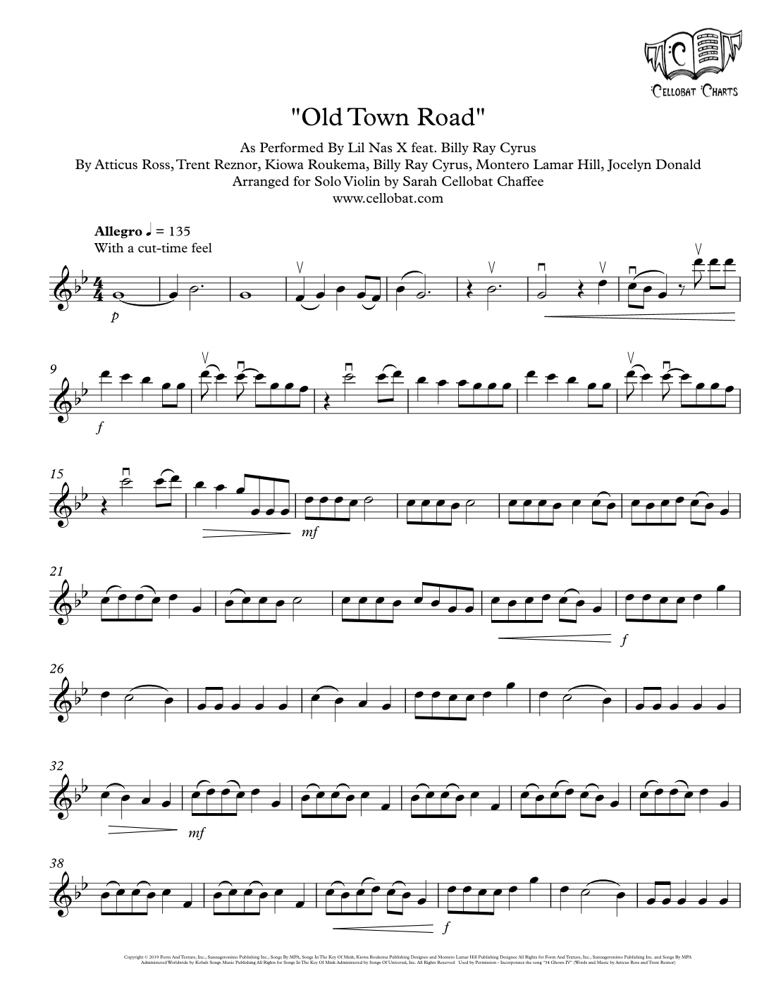 Old Town Road (remix) (arr. Sarah Cellobat Chaffee)