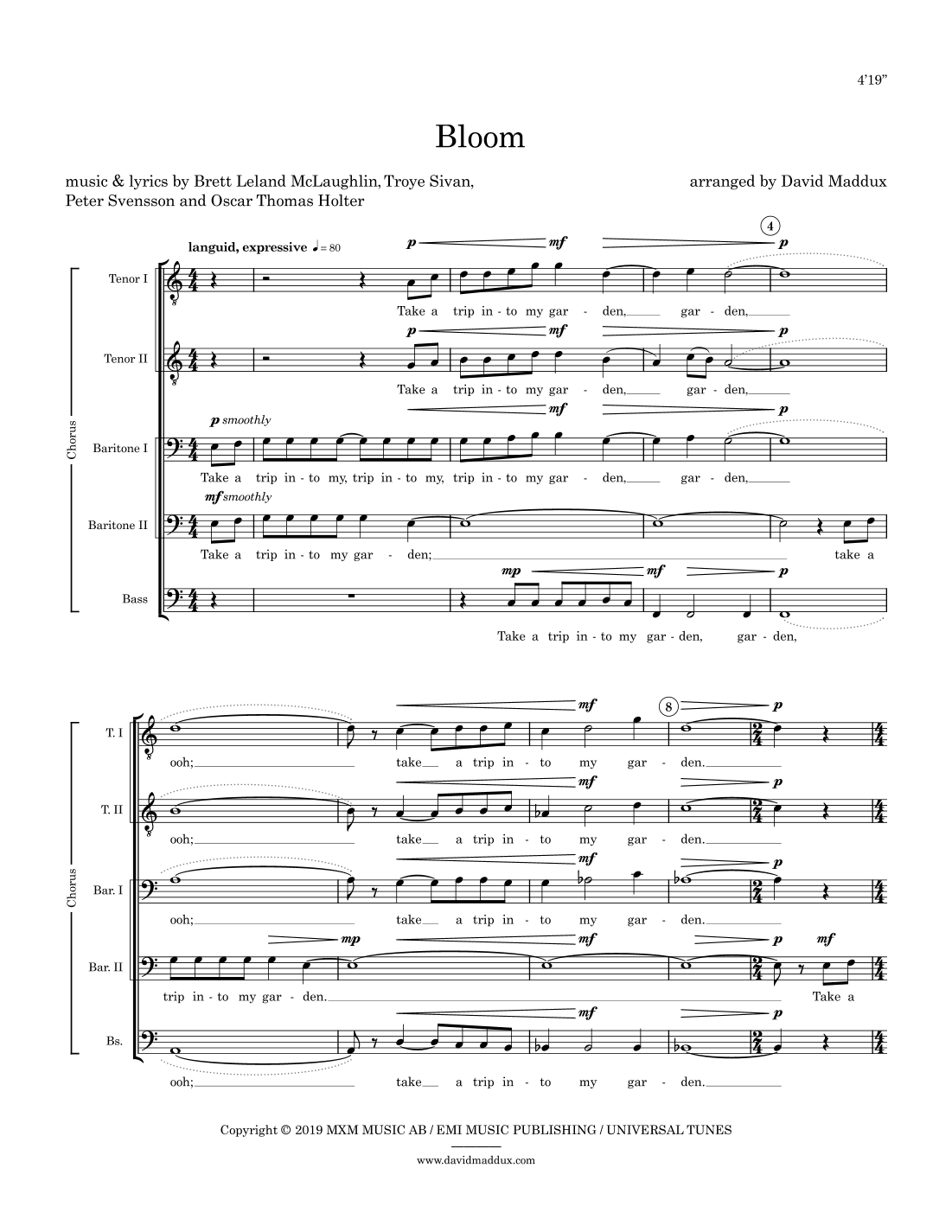 Bloom (arr. David Maddux)
