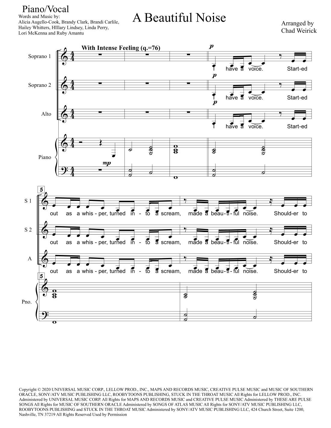 A Beautiful Noise (arr. Chad Weirick)
