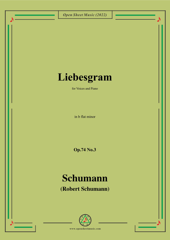 Schumann-Liebesgram,Op.74 No.3,in b flat minor (arr. OSM Press)