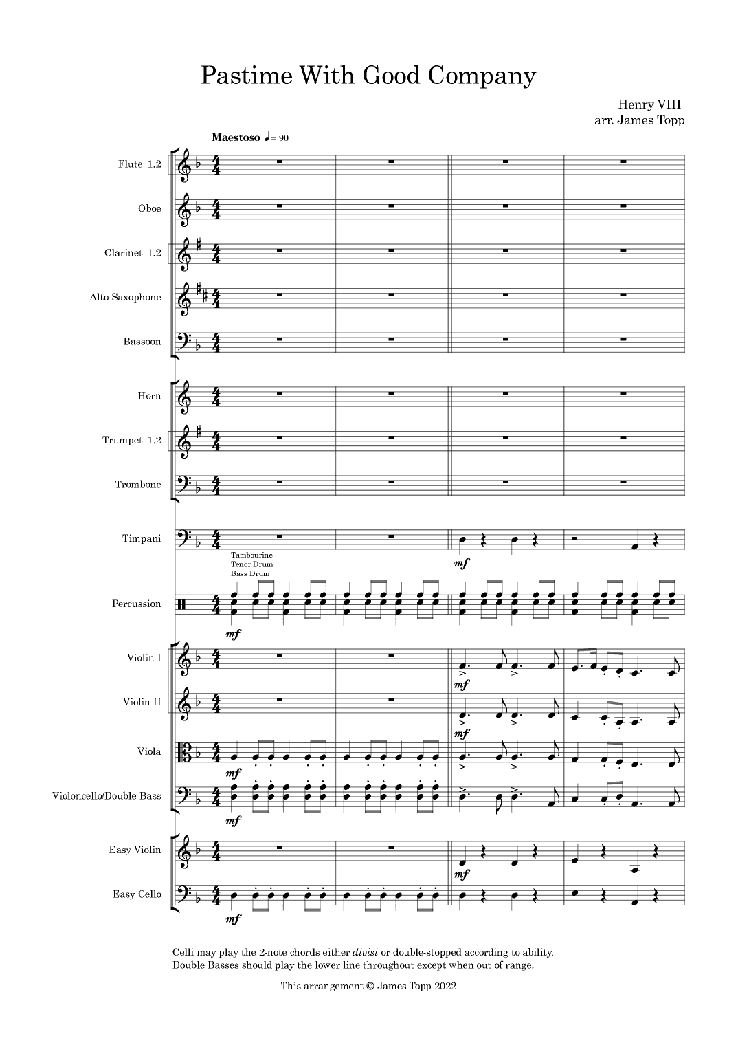 Pastime With Good Company (arr. James Topp)