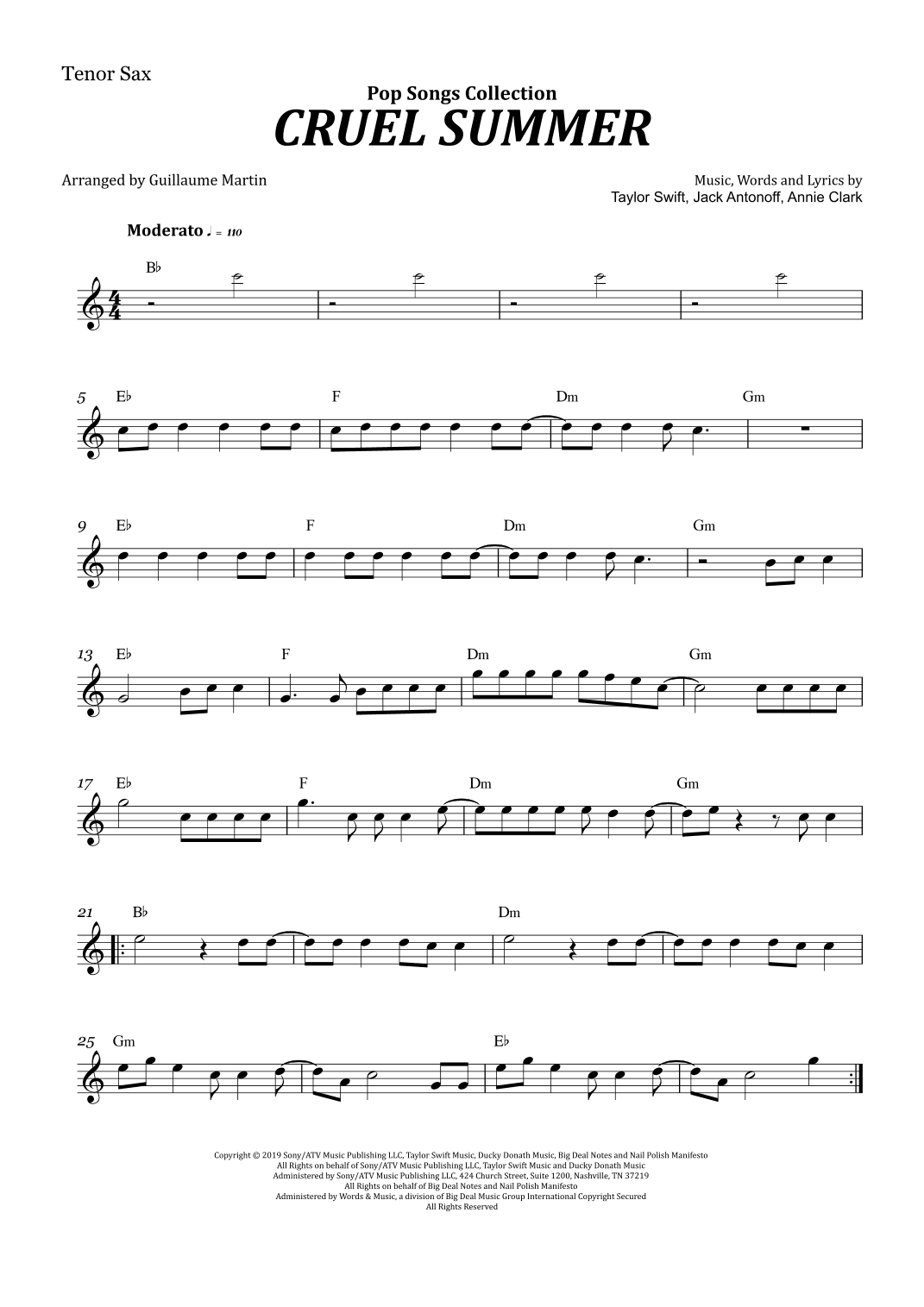 Cruel Summer (arr. Guillaume Martin)