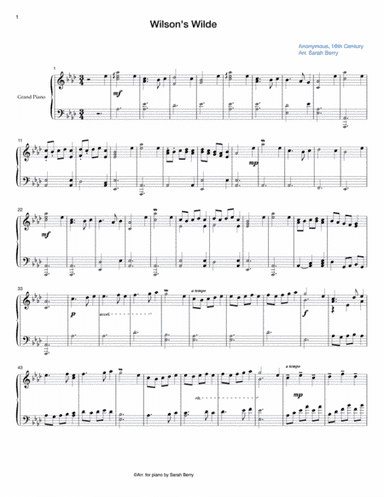 Wilson's Wilde: A 16th-Century Lute Solo Arranged for the Piano (arr. Sarah Berry)