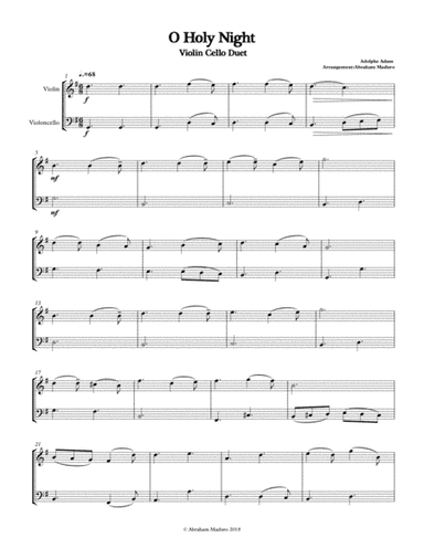O Holy Night Violin Cello Duet-Two Tonalities (arr. Abraham Maduro)