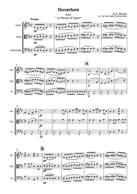 W.A. Mozart, Ouverture from "Le Nozze di Figaro" (arr. Gennady ozhevnikov)