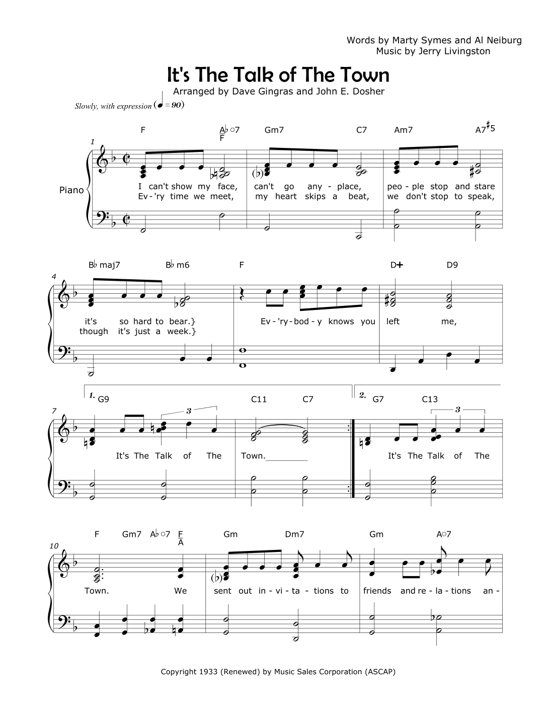 It's The Talk Of The Town (arr. Dave Gingras and John E. Dosher)
