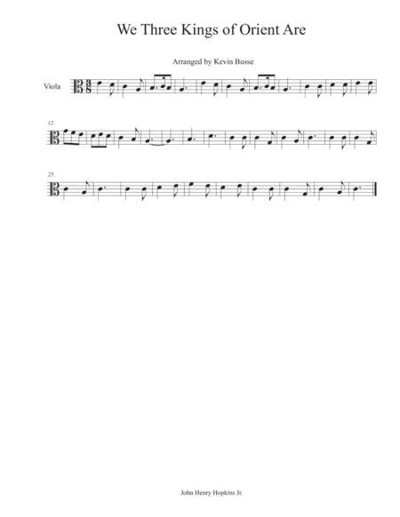 We Three Kings of Orient Are - Viola (arr. Kevin Busse)
