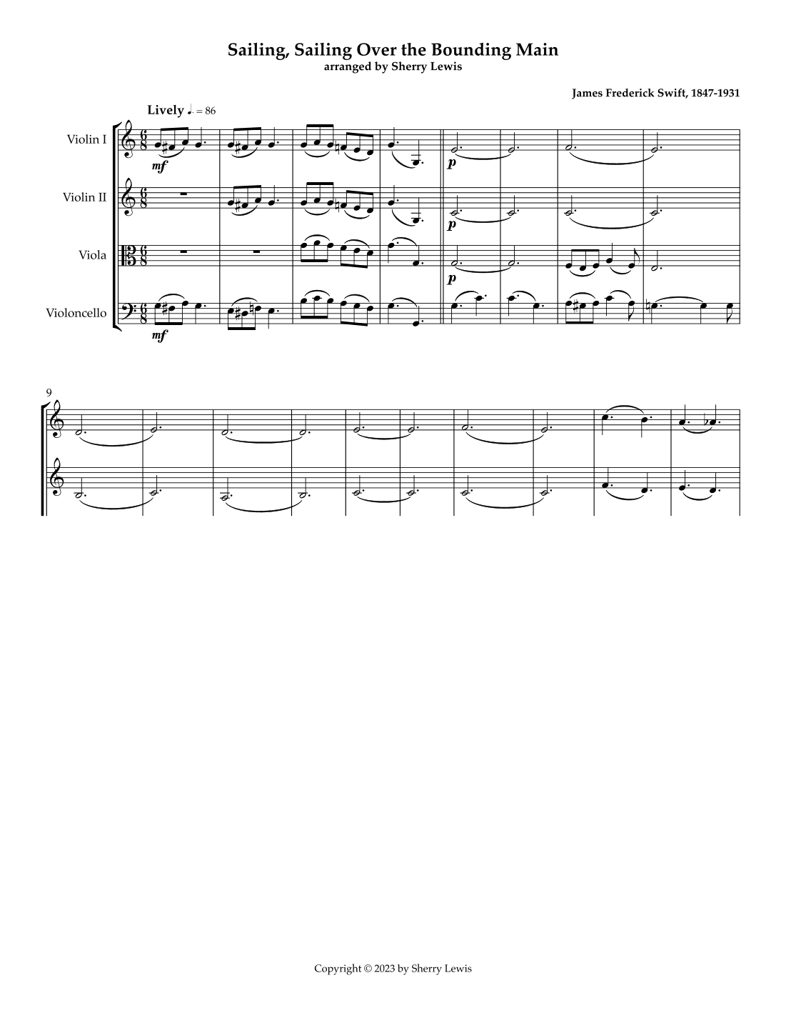 Sailing, Sailing Over the Bounding Main (arr. Sherry Lewis)