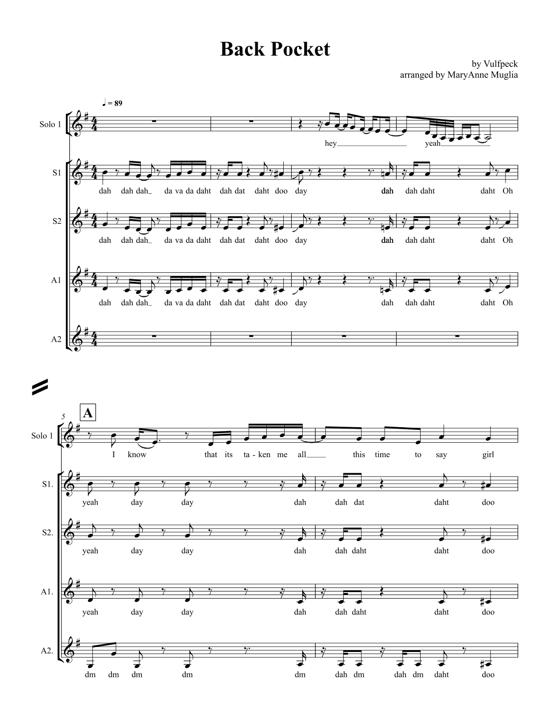 Back Pocket (arr. MaryAnne Muglia Smith)