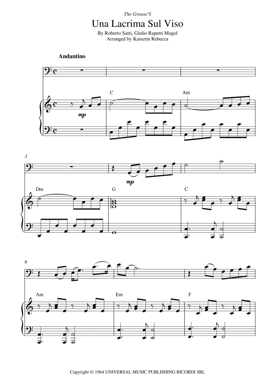 Tears On My Face (lacrima Sul Viso) (arr. Kaiserin Rebecca)
