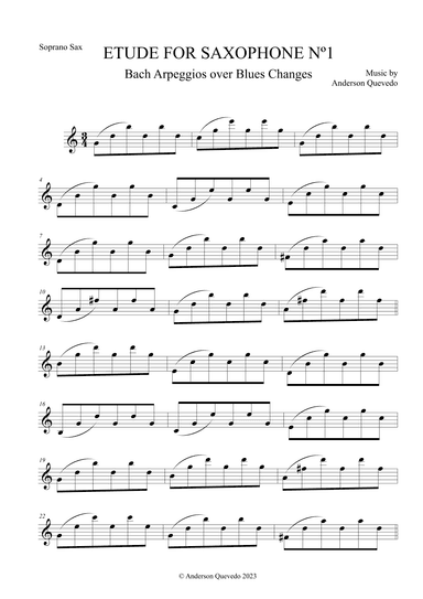 Etude For Saxophone nº1 - Bach Arpeggios Over Blues Changes - Soprano Saxophone