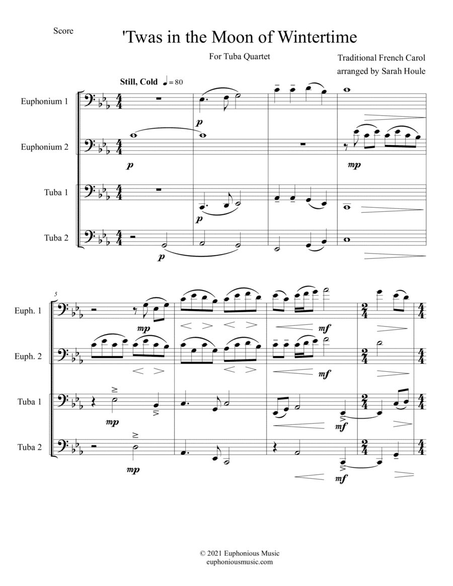 'Twas in the Moon of Wintertime - Tuba Quartet (arr. Sarah Houle)