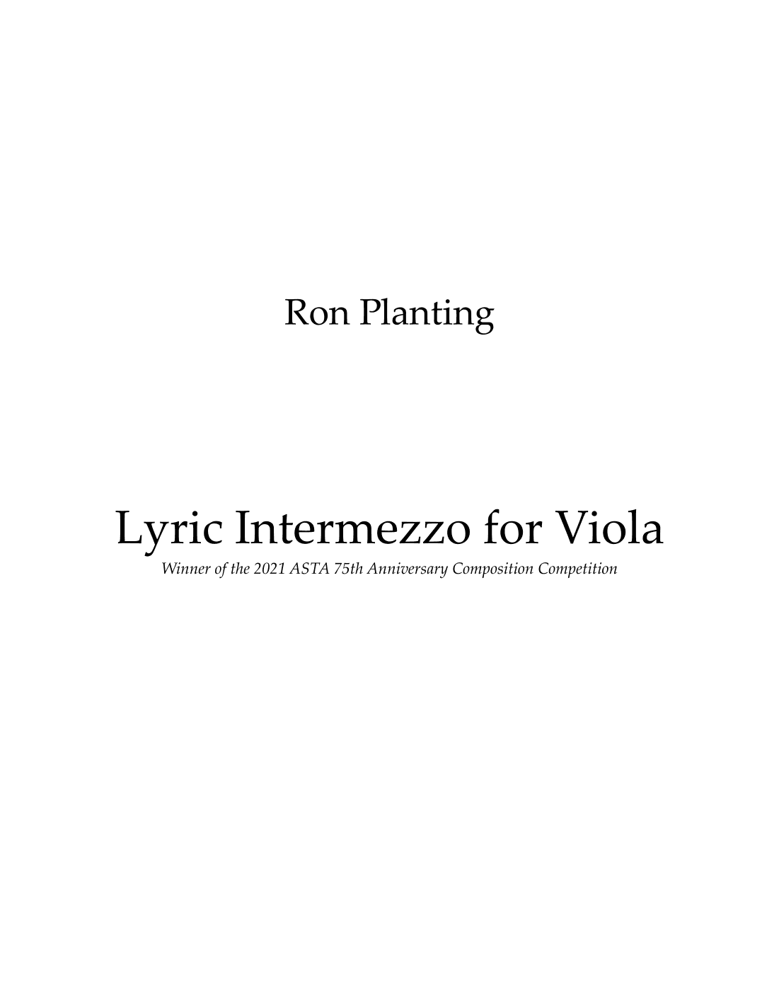Lyric Intermezzo for Viola
