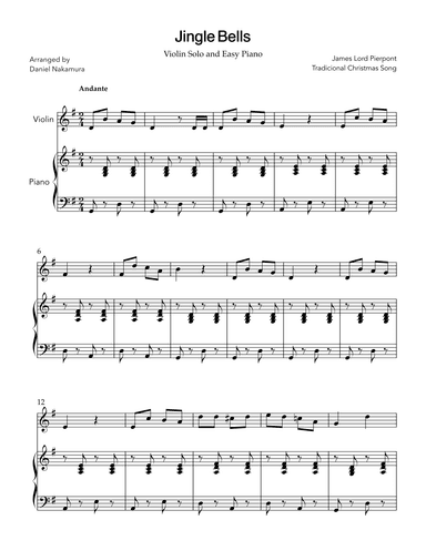 Jingle Bells (for violin solo, with piano) (arr. Daniel Nakamura)