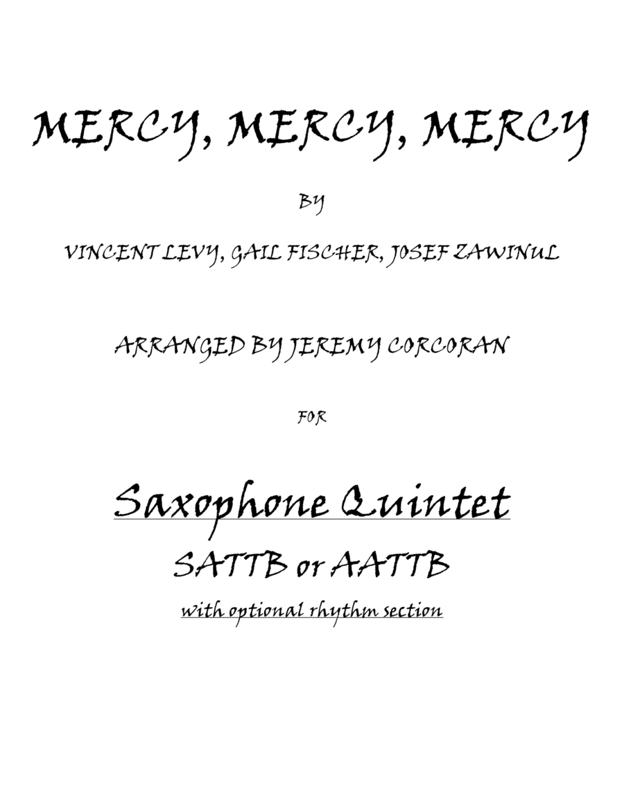 Mercy, Mercy, Mercy (arr. Jeremy Corcoran)