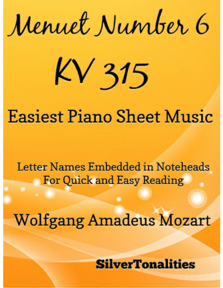 Menuet Number 6 Kv 315 Easiest Piano Sheet Music (arr. SilverTonalities)