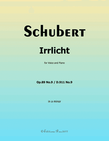 Irrlicht, by Schubert, in a minor (arr. Editions Dao)